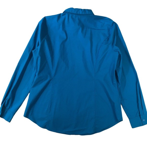 Worthington Women's 16T Button Up Dress Shirt Turquoise Career Long Sleeves - Picture 2 of 9